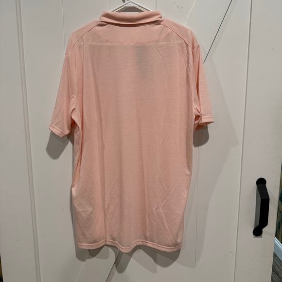 Oakley Men's XL Polo Shirt Pastel Orange Sand Print Hydrolix NWT Golf Top - Picture 3 of 6